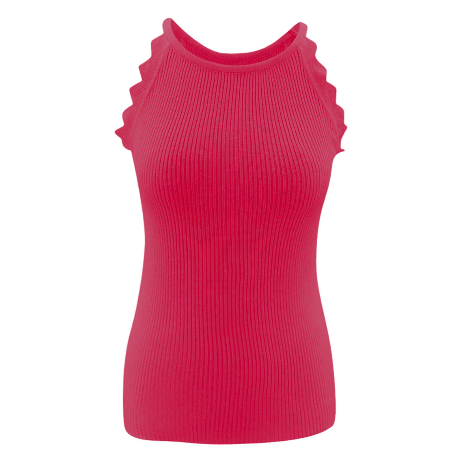 thumbnail image 5 of Top de verano sin mangas de punto para mujer - Camiseta holgada de color liso, 5 of 8